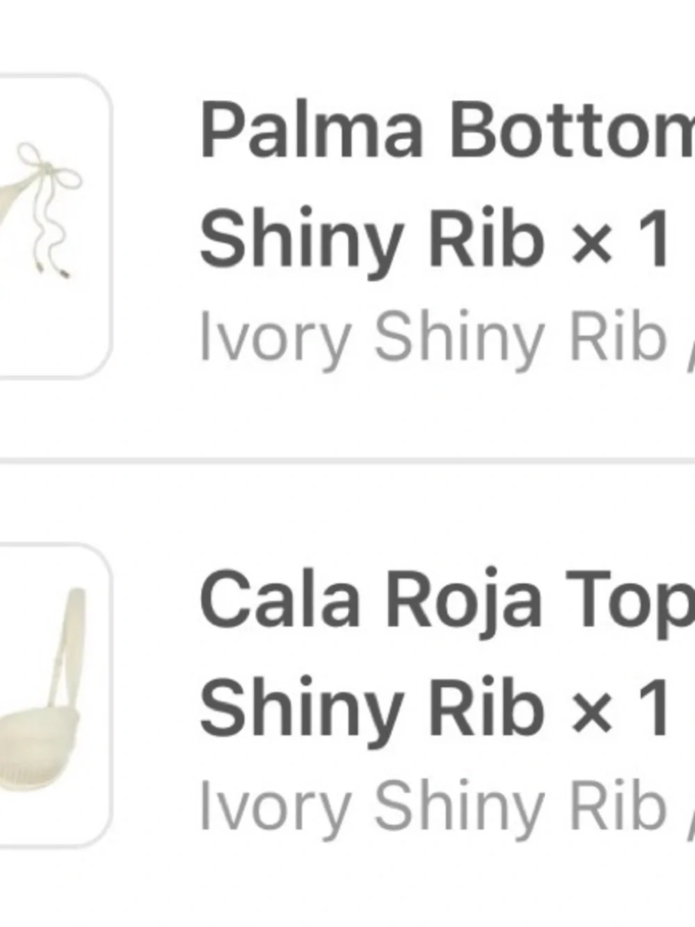 Monday Swimwear Ivory Shiny Rib Bikini Top and bottom